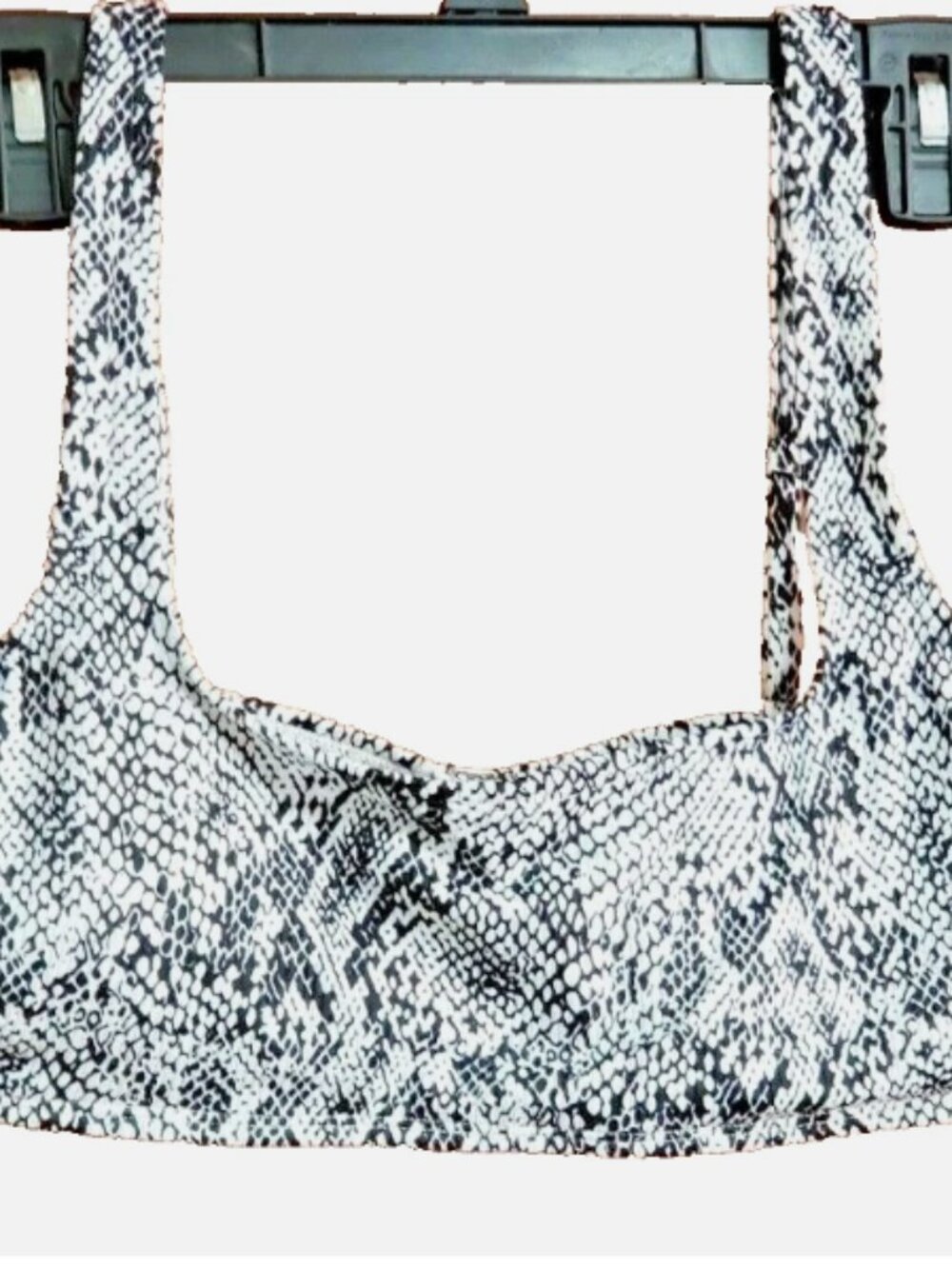 Xhilaration BK/WH Snakeskin Print Halter Top Bikini Bralette JR XL (12-14) 33"